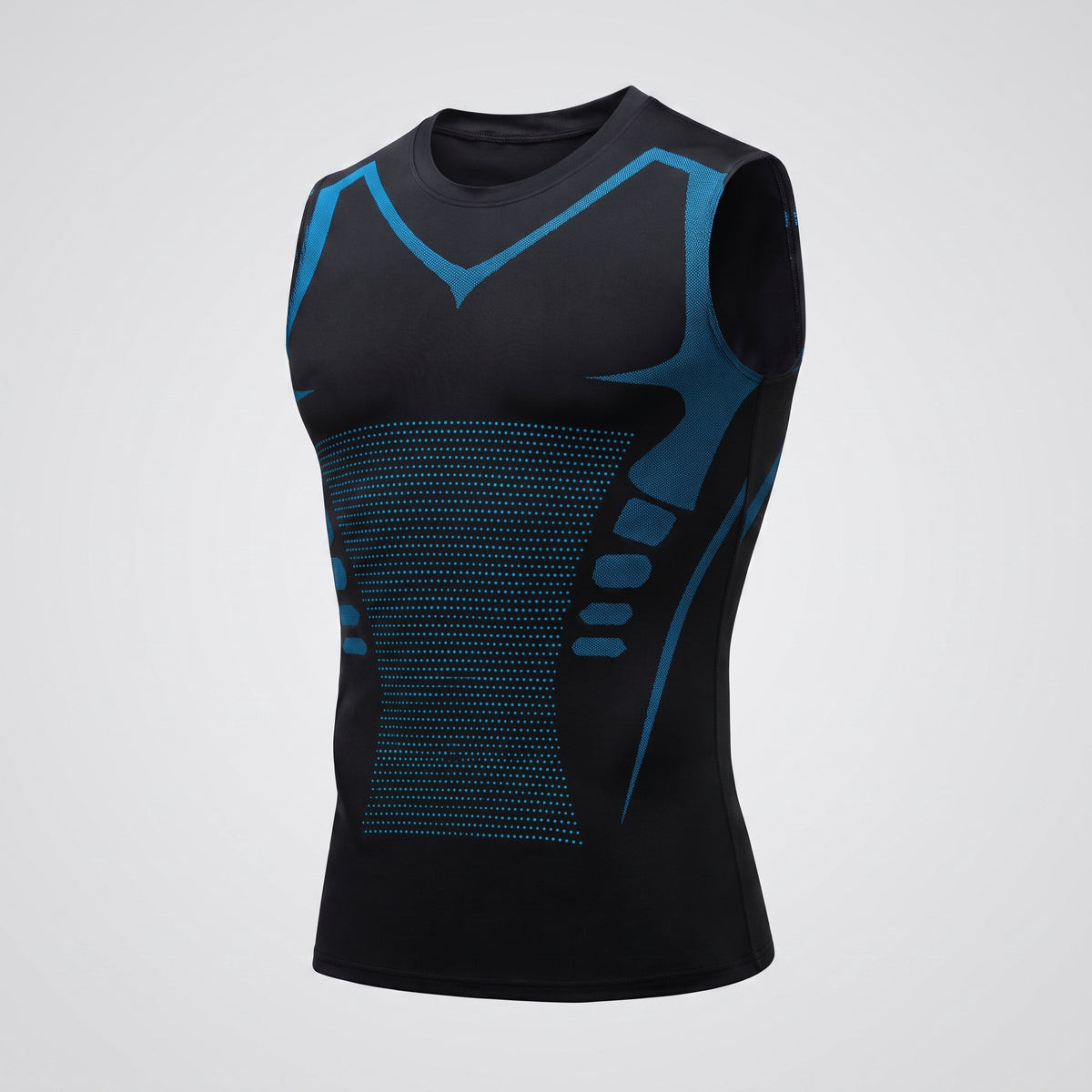 Men's Compression Tank Top Seamless Athletic Shirt With Blue Accents For Posture Support - Image 6