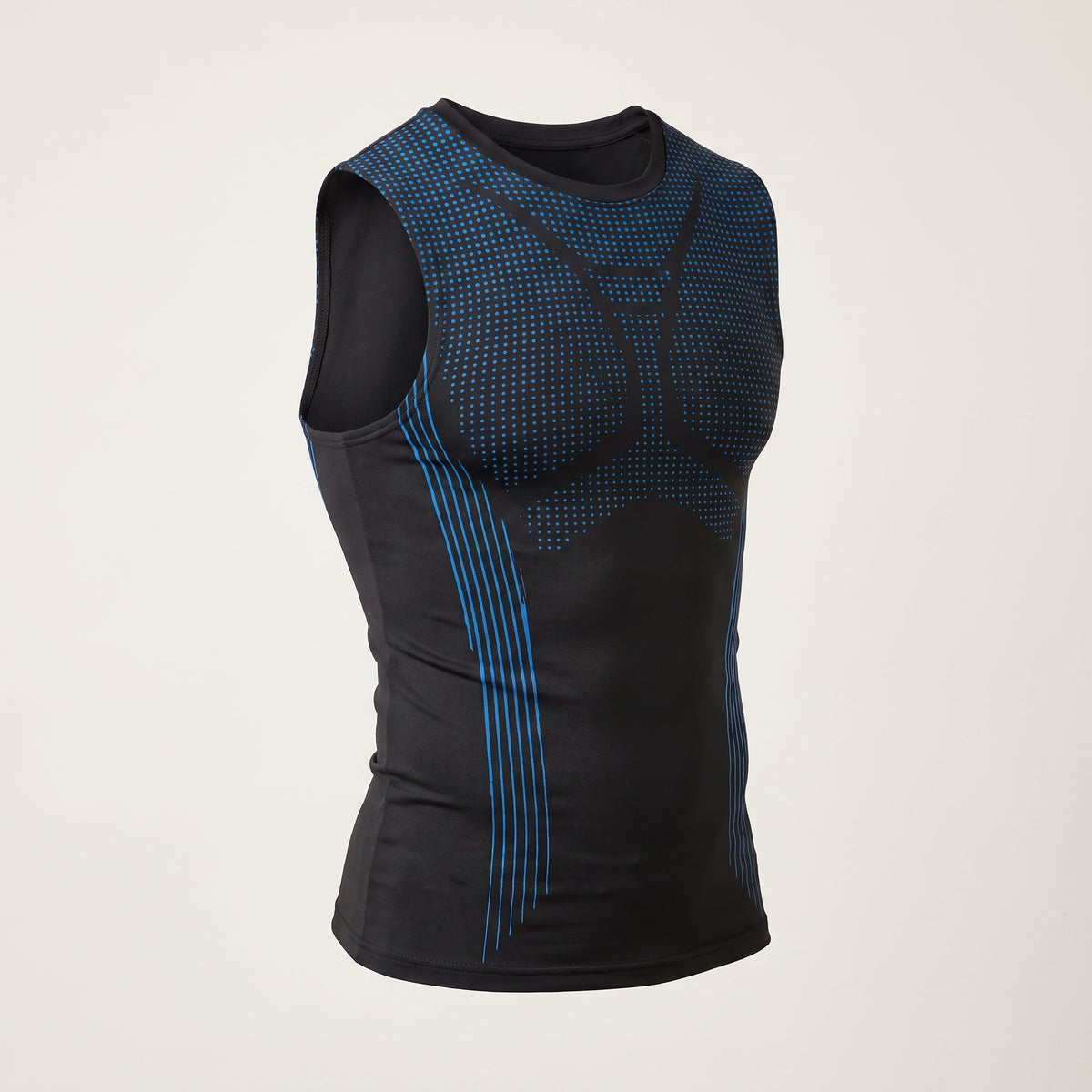 Men's Compression Tank Top Seamless Athletic Shirt With Blue Accents For Posture Support - Image 7