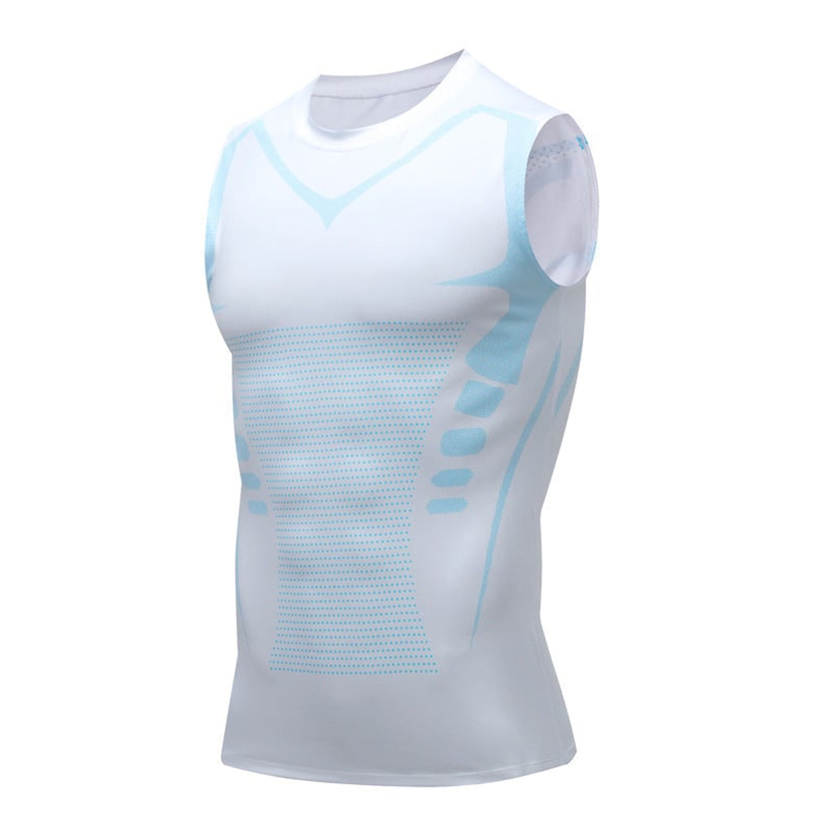 Men's Compression Tank Top Seamless Athletic Shirt With Blue Accents For Posture Support - Image 12