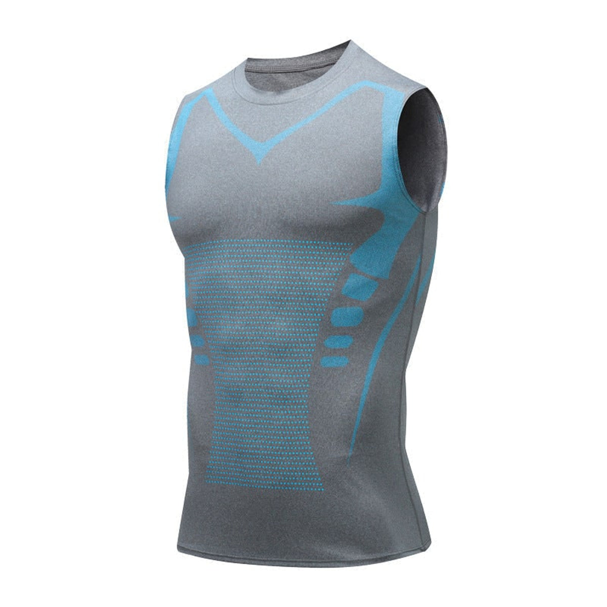 Men's Compression Tank Top Seamless Athletic Shirt With Blue Accents For Posture Support - Image 11