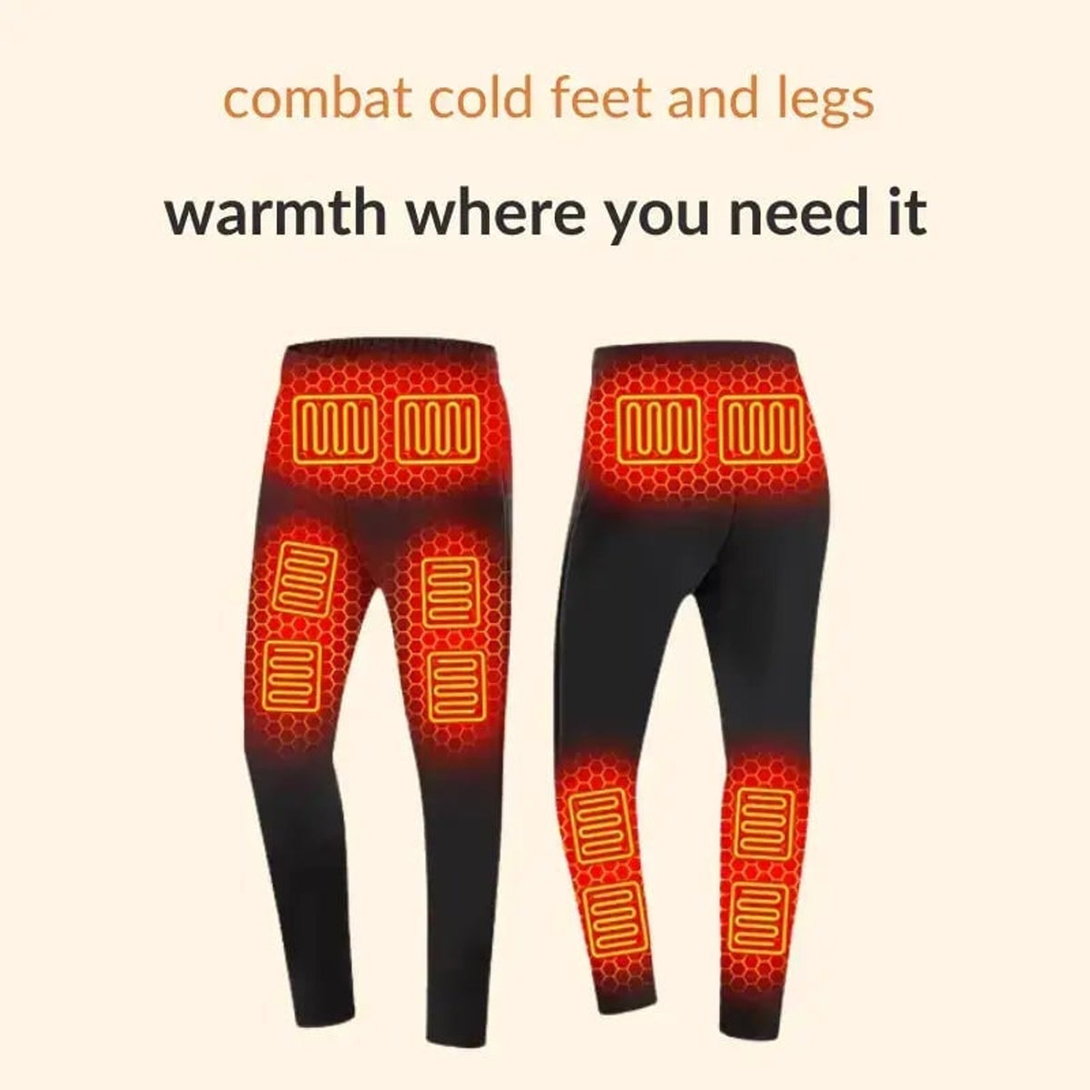 Mens Thermal Underwear Electric Heated Rechargeable USB Long Base Layer Pants With Integrated Heating Zones - Image 4
