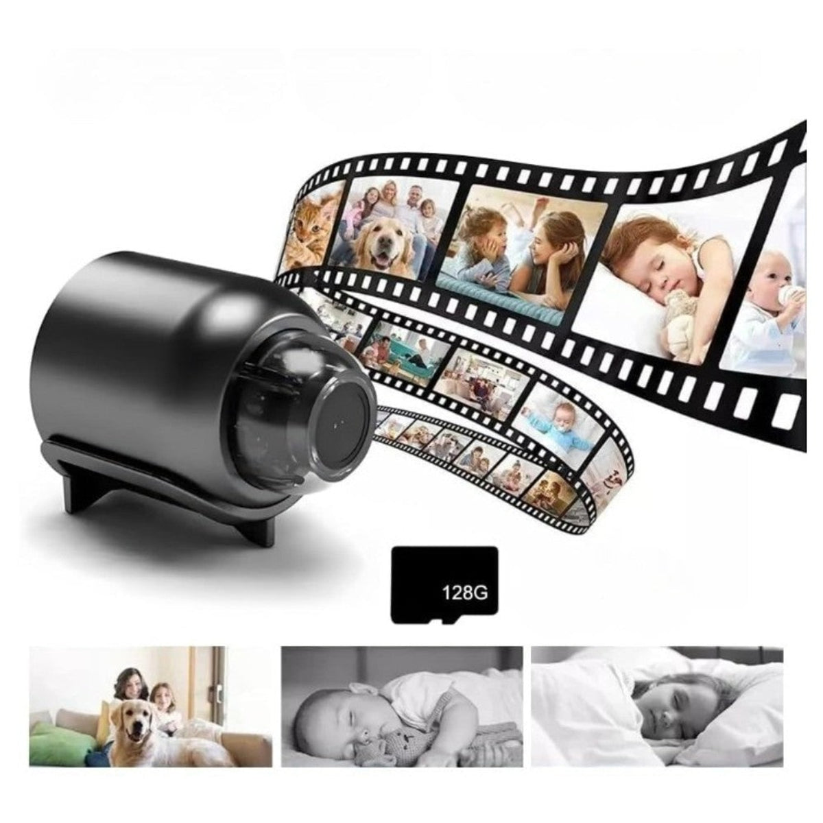 Mini Surveillance Camera Security Night Vision WIFI 128GB SD Card Dark Gray - Image 7