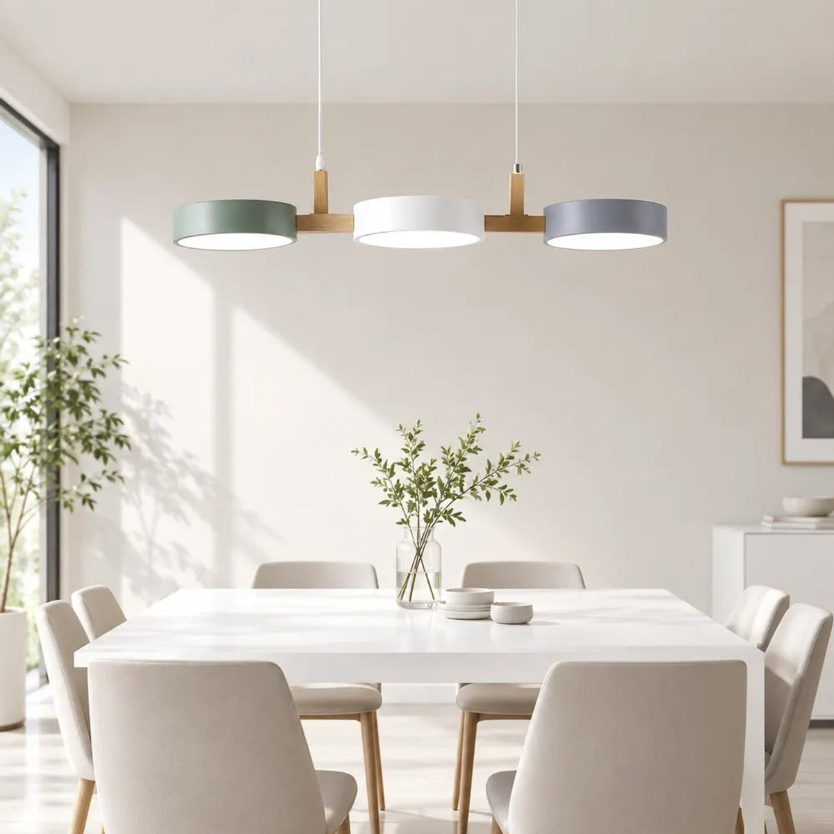 Modern Wooden Multi-Head Pendant Chandelier With Adjustable Cord - Image 1
