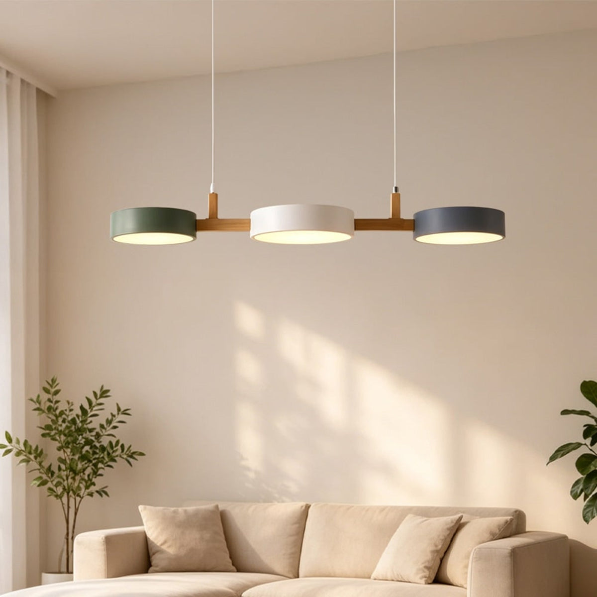Modern Wooden Multi-Head Pendant Chandelier With Adjustable Cord - Image 2