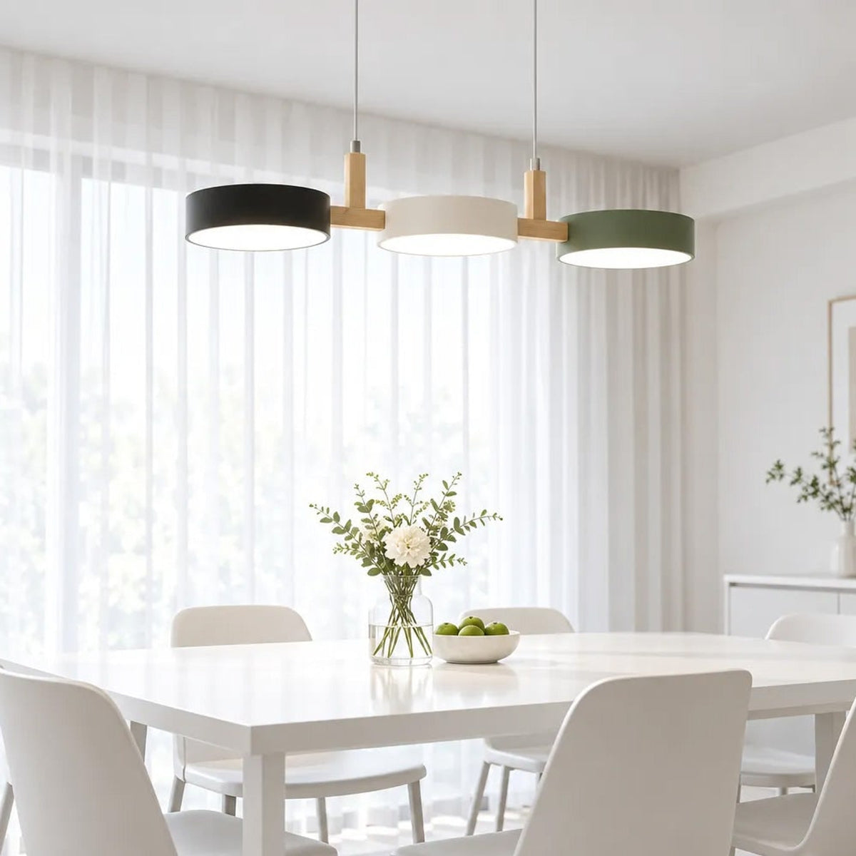 Modern Wooden Multi-Head Pendant Chandelier With Adjustable Cord - Image 14