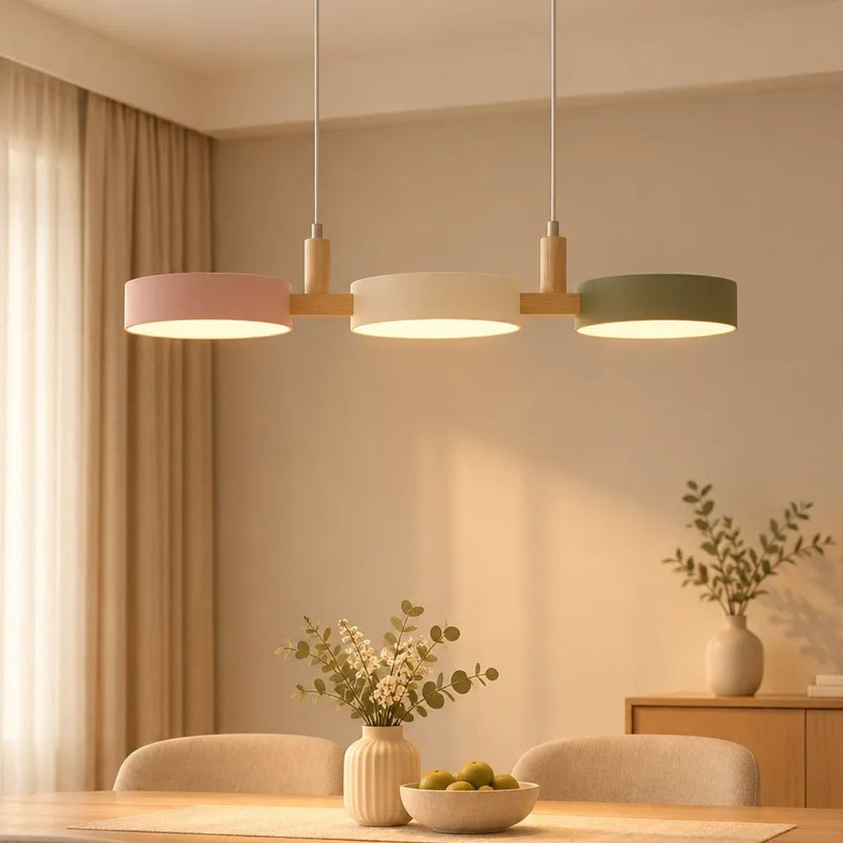 Modern Wooden Multi-Head Pendant Chandelier With Adjustable Cord - Image 18