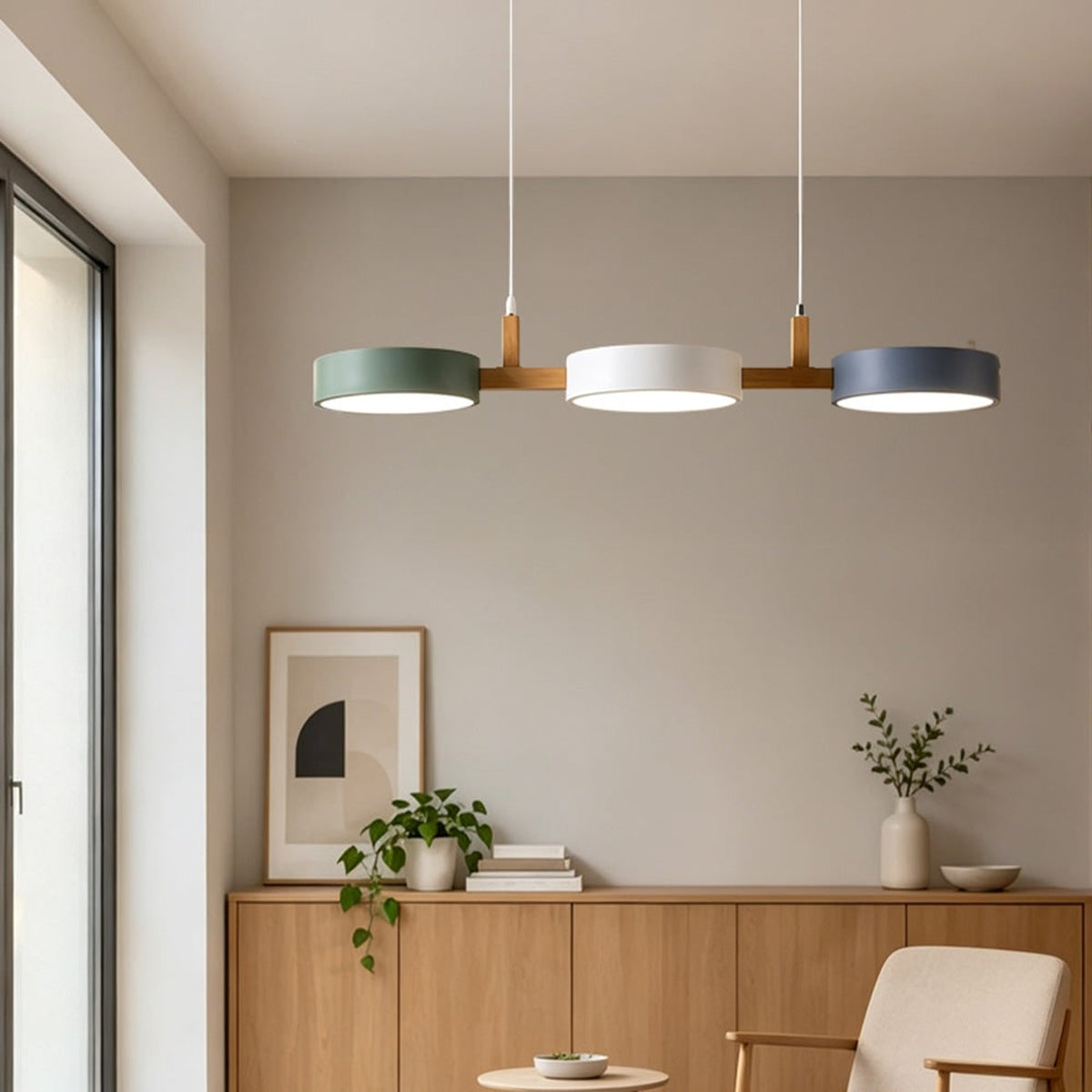 Modern Wooden Multi-Head Pendant Chandelier With Adjustable Cord - Image 3
