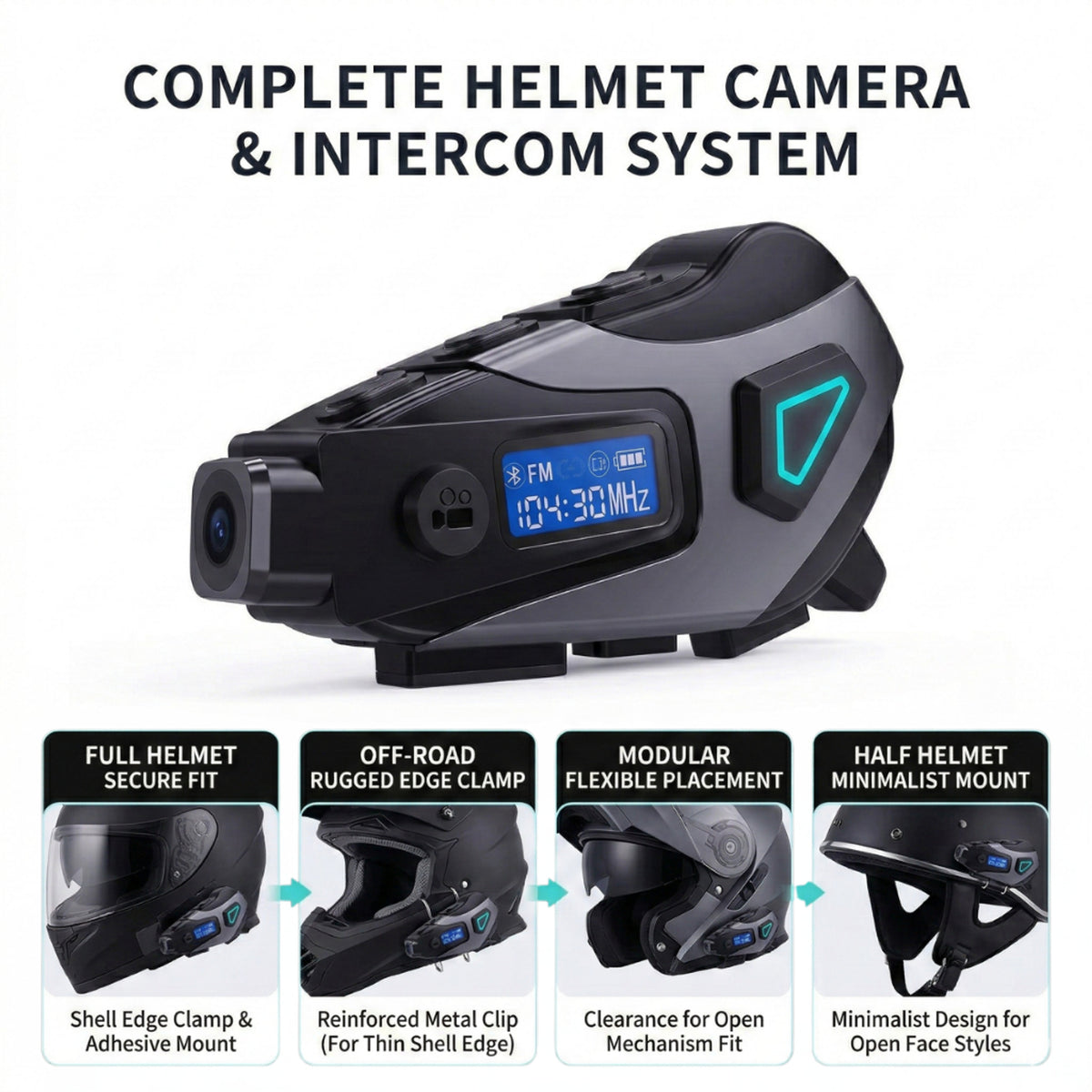 Motorcycle Helmet Camera And Intercom System With Bluetooth Headset And Dash Cam Functionality - Image 3