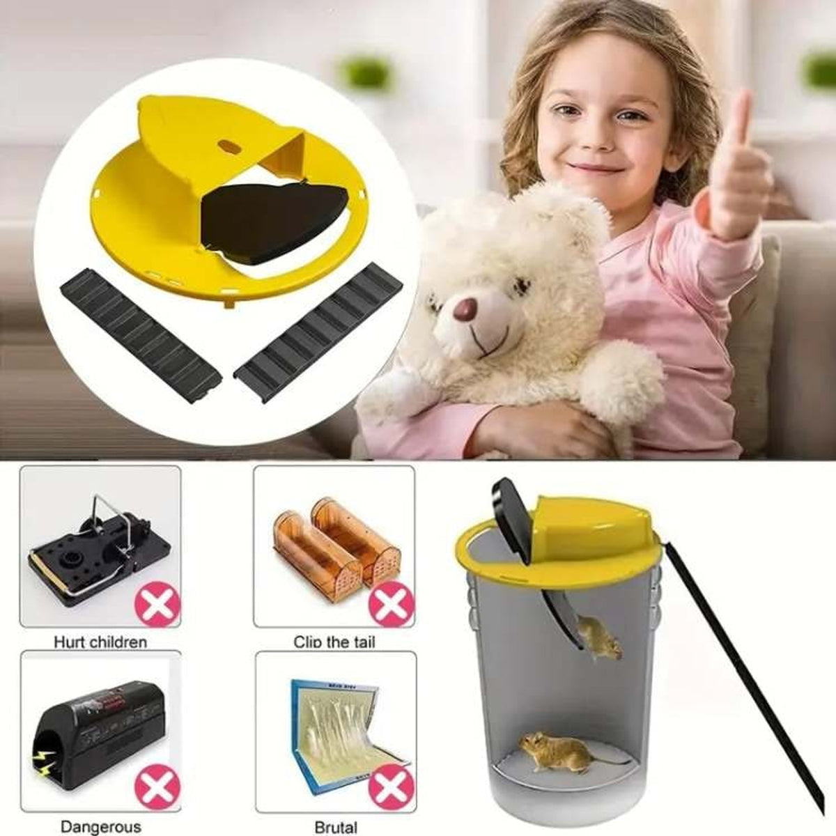 Mouse Trap Bucket Rat Plastic Live Catch No Kill Reusable Indoor Outdoor - Image 3