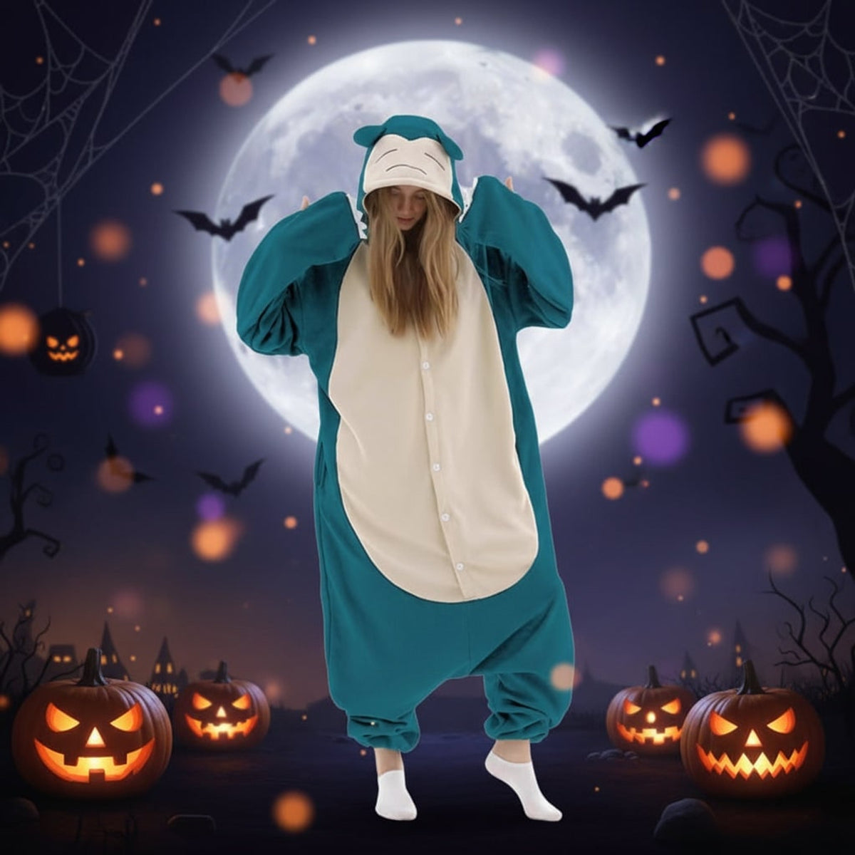 Onesie For Halloween Kids' Christmas Pajamas With Playful Character Hood - Image 4
