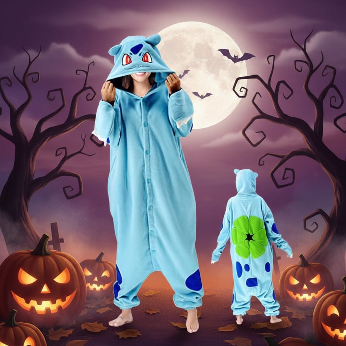 Onesie For Halloween Kids' Christmas Pajamas With Playful Character Hood - Image 5