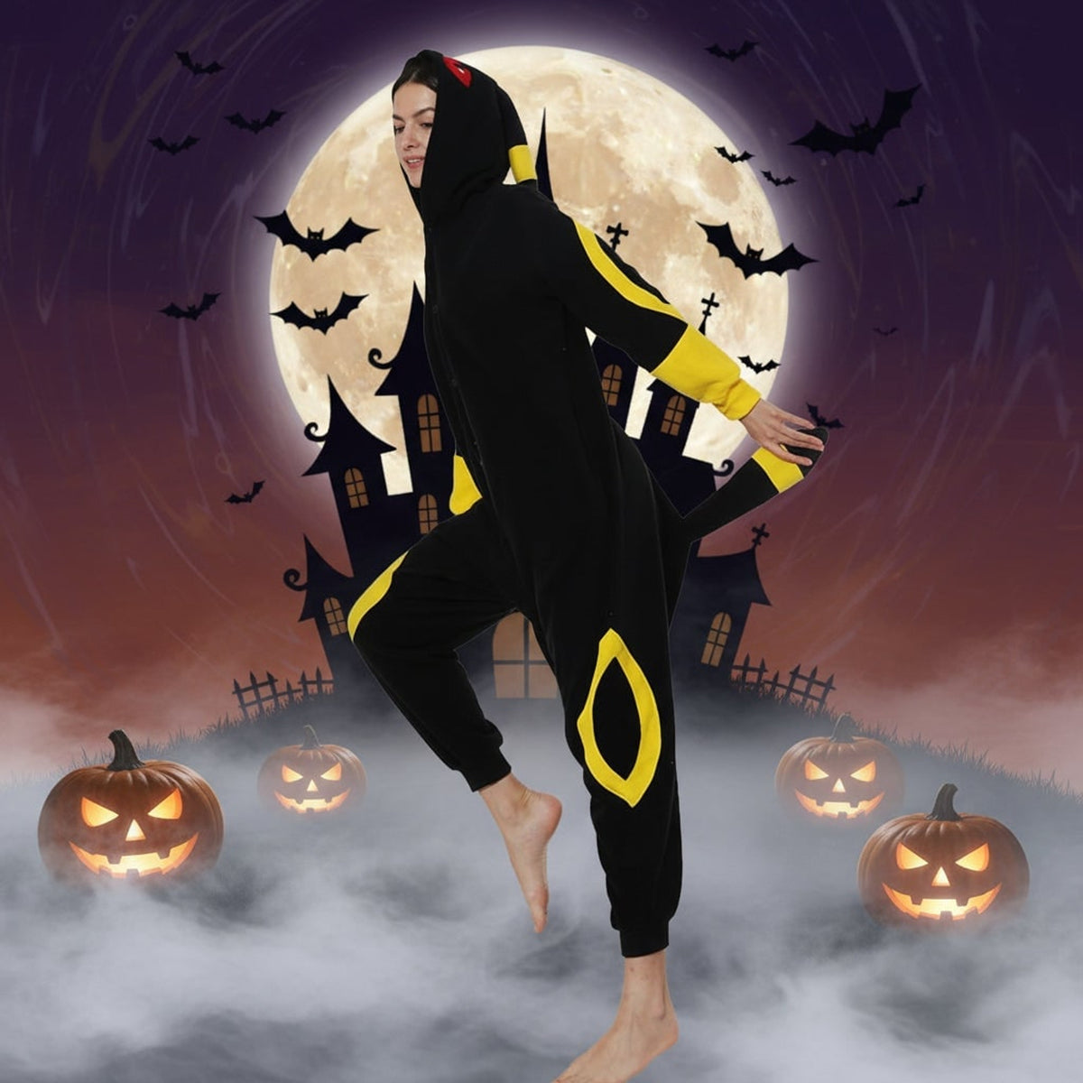 Onesie For Halloween Kids' Christmas Pajamas With Playful Character Hood - Image 3