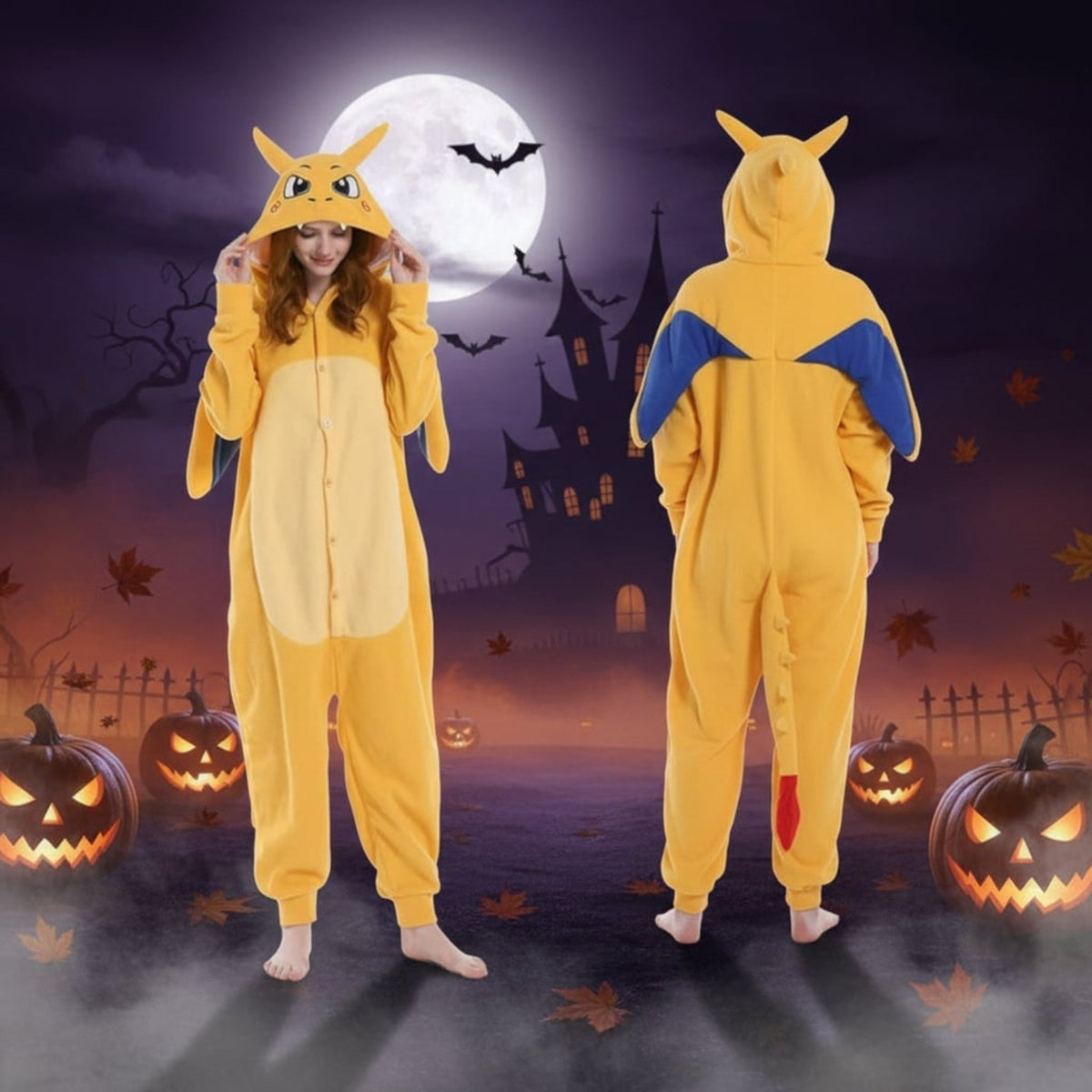 Onesie For Halloween Kids' Christmas Pajamas With Playful Character Hood - Image 8
