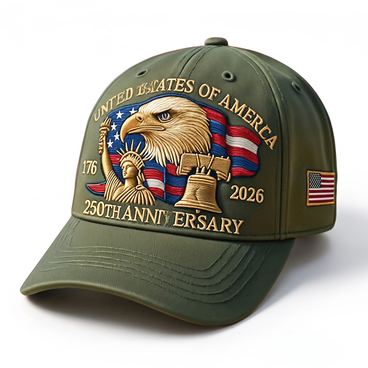 Baseball Cap Dad Hat Patriotic Embroidered United States Flag - studio