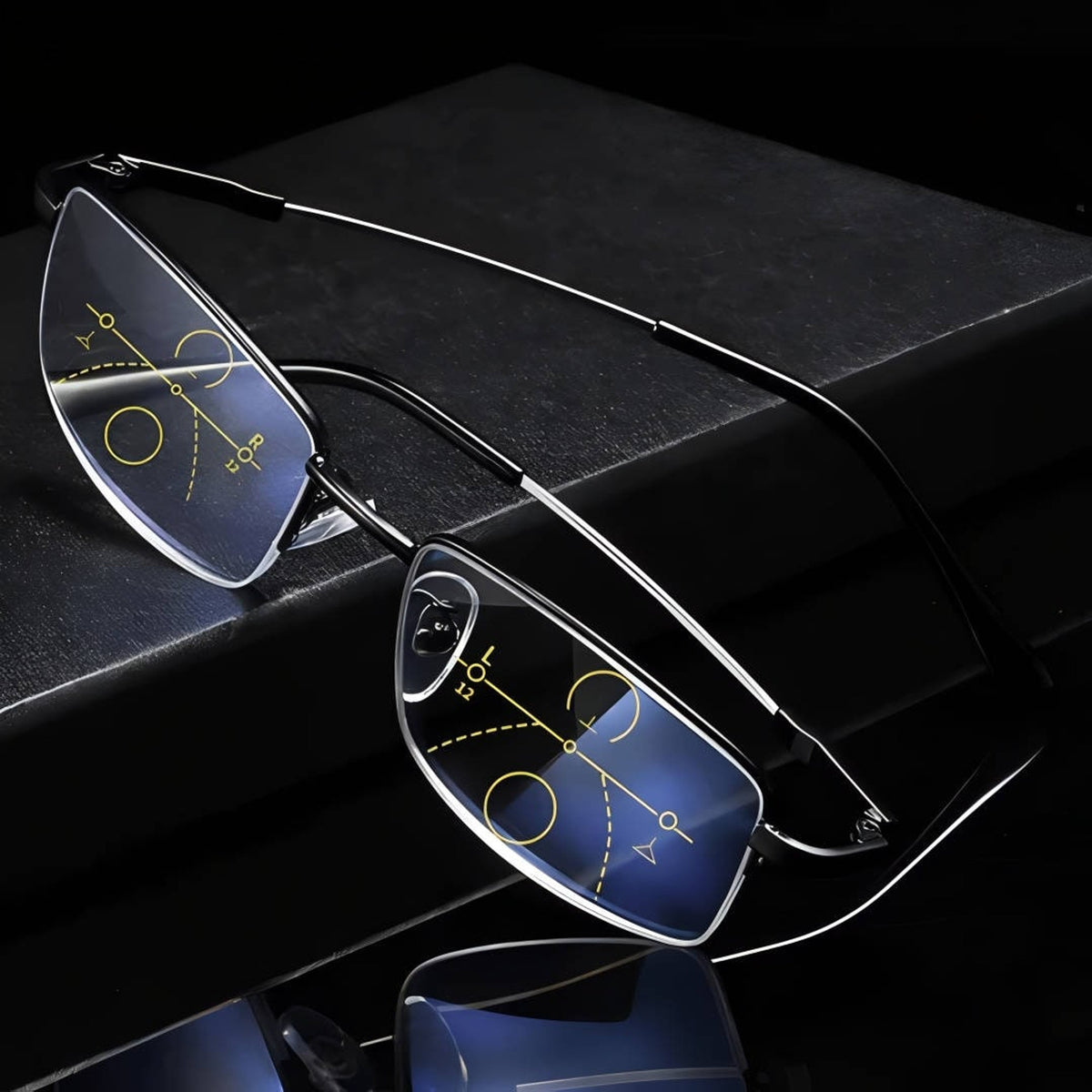 Progressive Reading Glasses Blue Light Blocking Half-Rim Rectangular Unisex Frames - Image 2