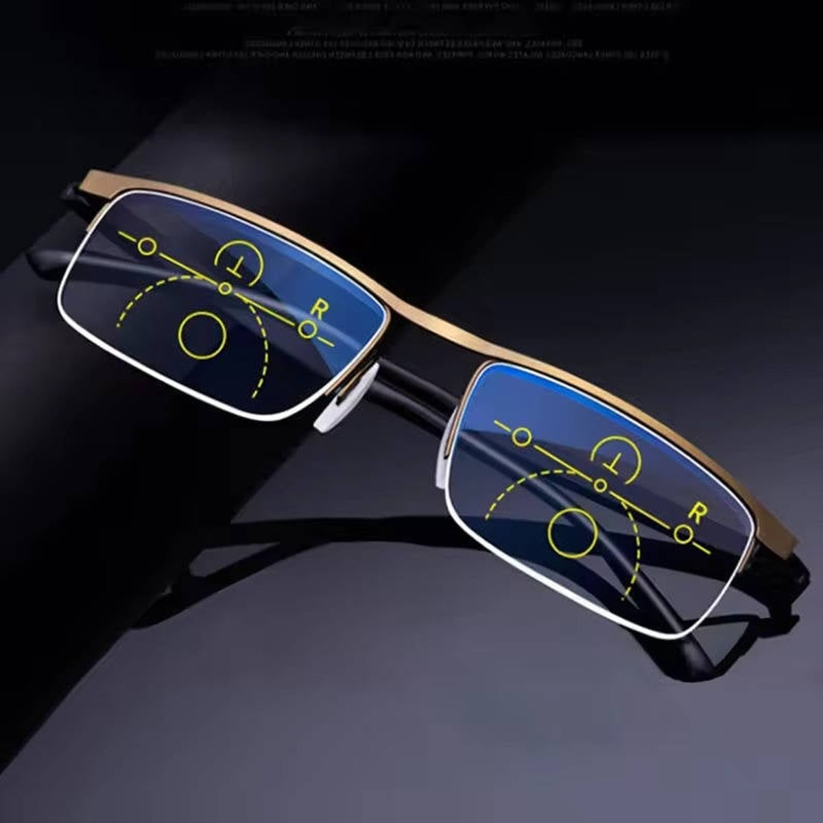 Progressive Reading Glasses Blue Light Blocking Half-Rim Rectangular Unisex Frames - Image 6