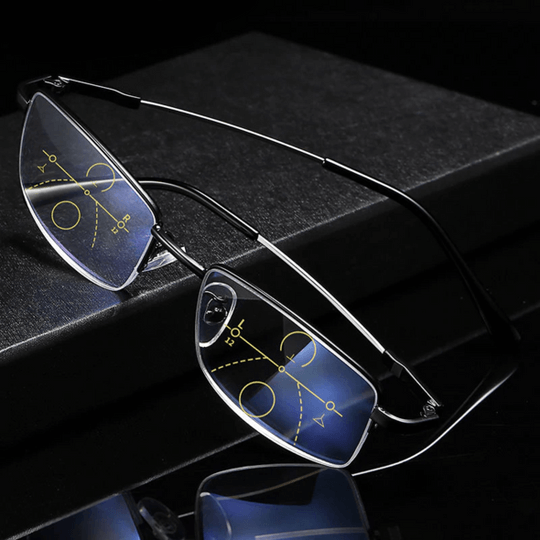 Progressive Reading Glasses Blue Light Blocking Half-Rim Titanium Multifocal Vision - Image 1