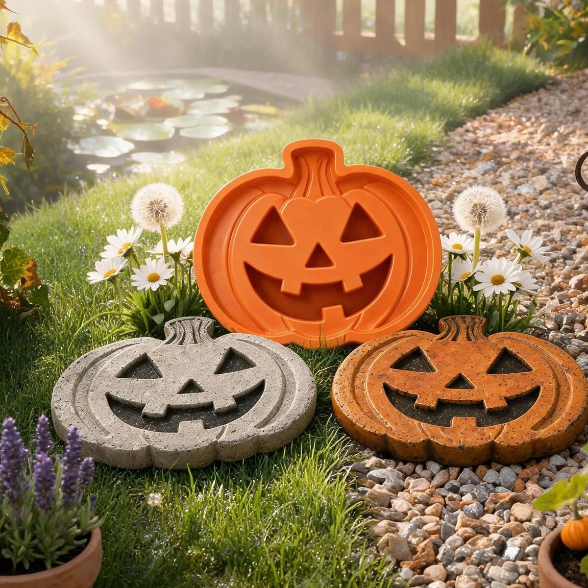 Pumpkin Mold Reusable Pumpkin Casting Mold For Concrete Stepping Stones Halloween Garden Decor With Flexible Construction And Washable Design - Image 3