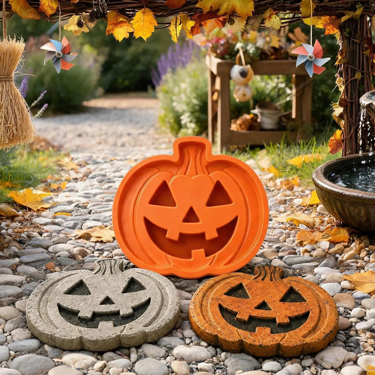 Pumpkin Mold Reusable Pumpkin Casting Mold For Concrete Stepping Stones Halloween Garden Decor With Flexible Construction And Washable Design - Image 4