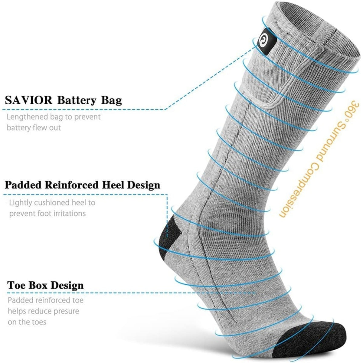 Rechargeable Battery Heated Socks With Moisture Wicking In A Knee High Unisex Design - Image 3