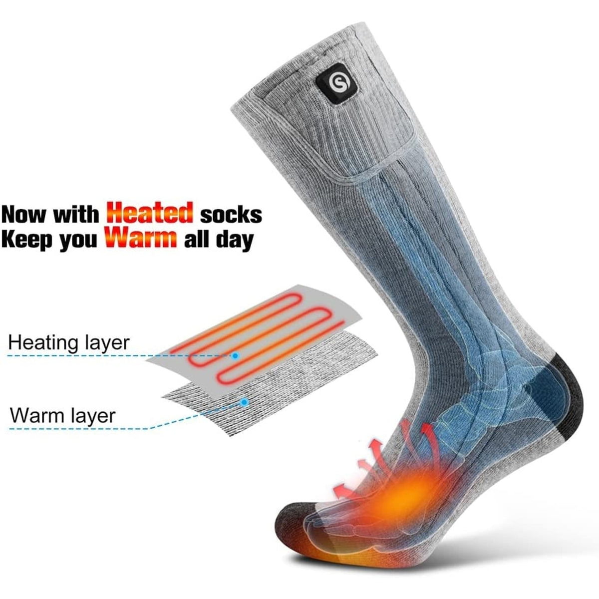 Rechargeable Battery Heated Socks With Moisture Wicking In A Knee High Unisex Design - Image 2