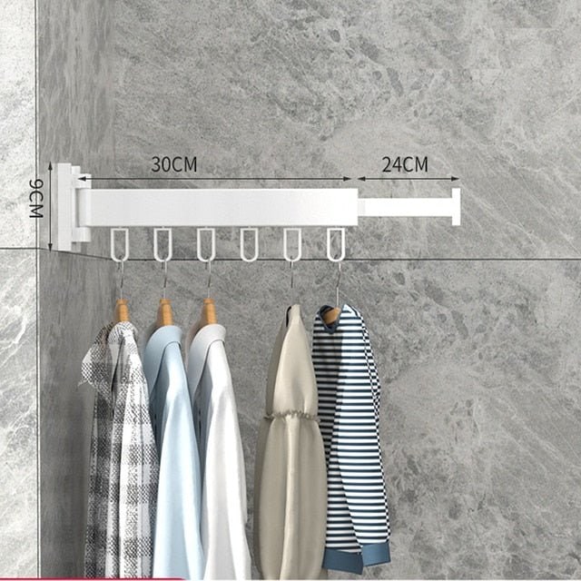 Retractable Drying Rack With Folding Wall-Mount Hanger Extends For Drying Space That Disappears When You're Done - Image 12