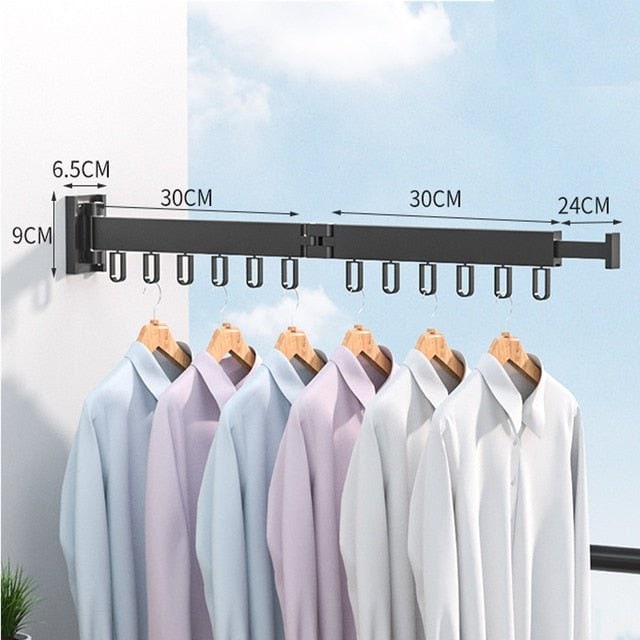 Retractable Drying Rack With Folding Wall-Mount Hanger Extends For Drying Space That Disappears When You're Done - Image 13