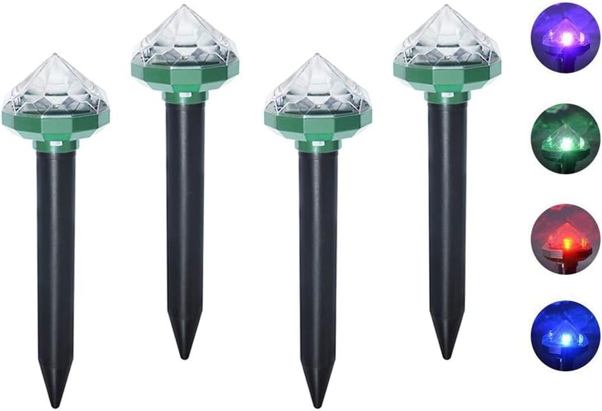 Solar Animal Repeller Ultrasonic Pest Deterrent Green Black Plastic Ground Stake - Image 11