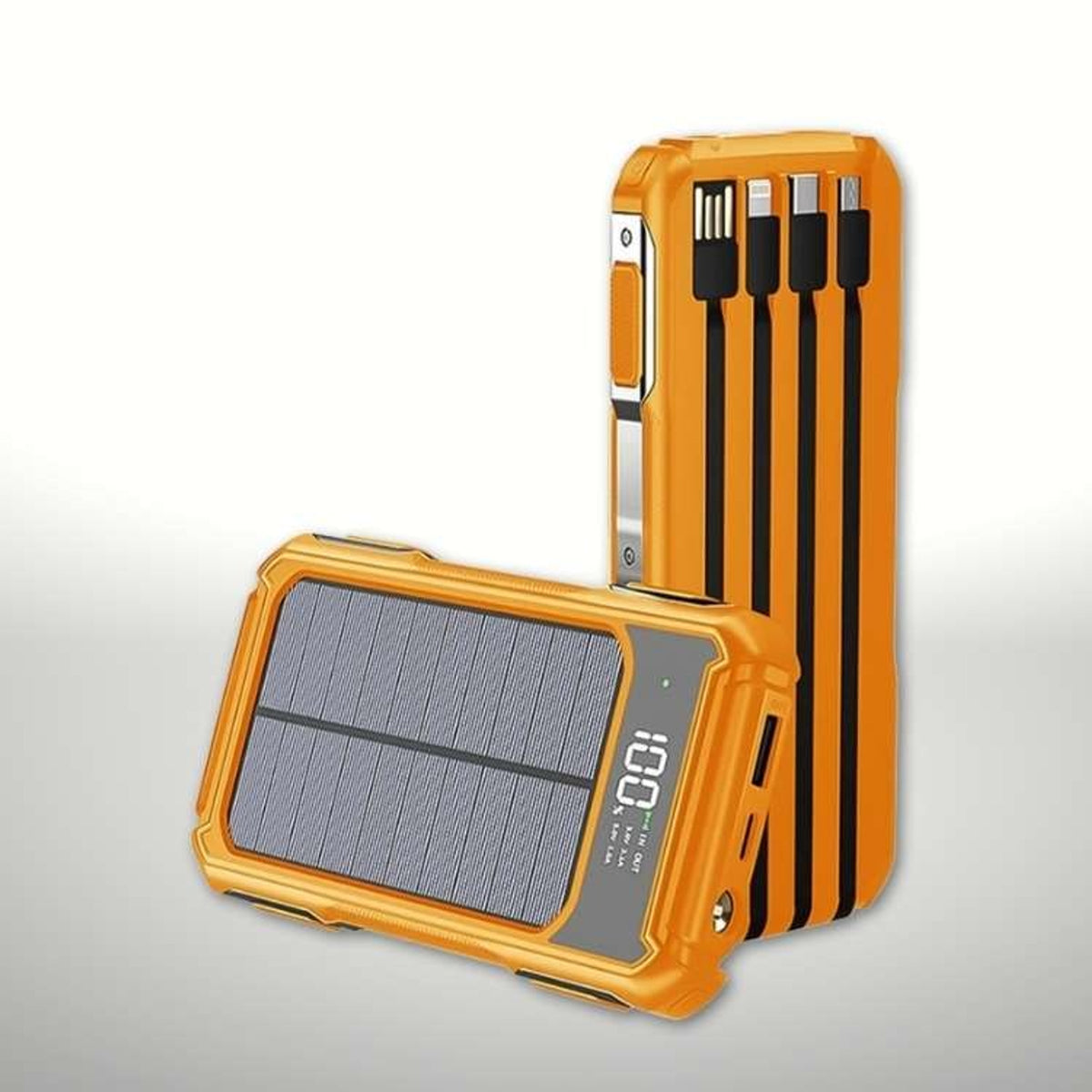 Solar Power Bank Portable Charger With Digital Display And Integrated Cables - Image 3