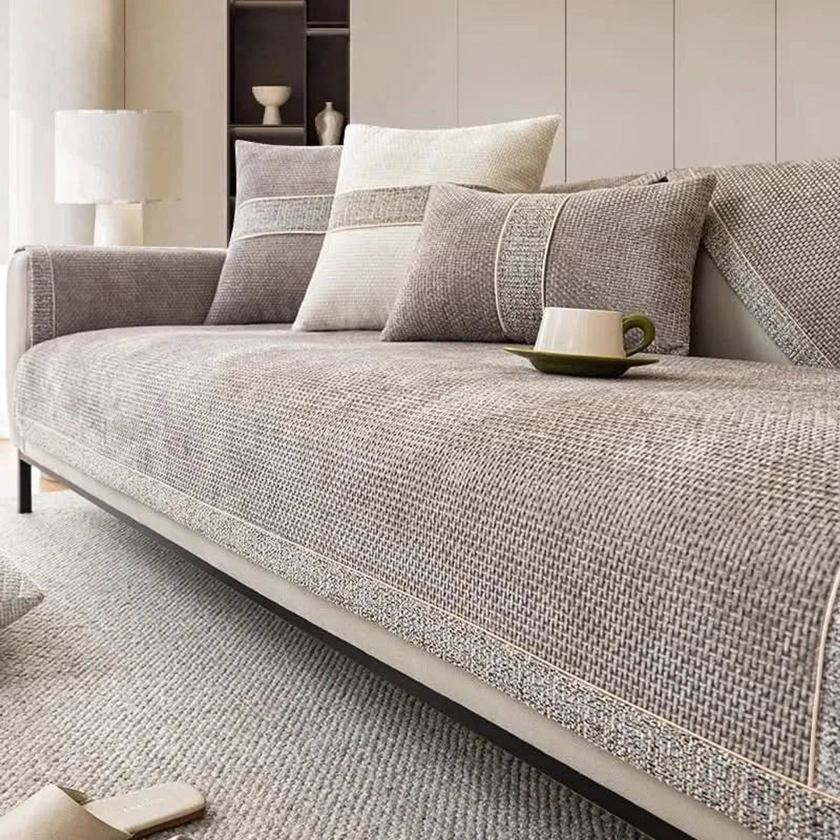 Textured Polyester Sofa Cover With Non-Slip Backing - Image 2