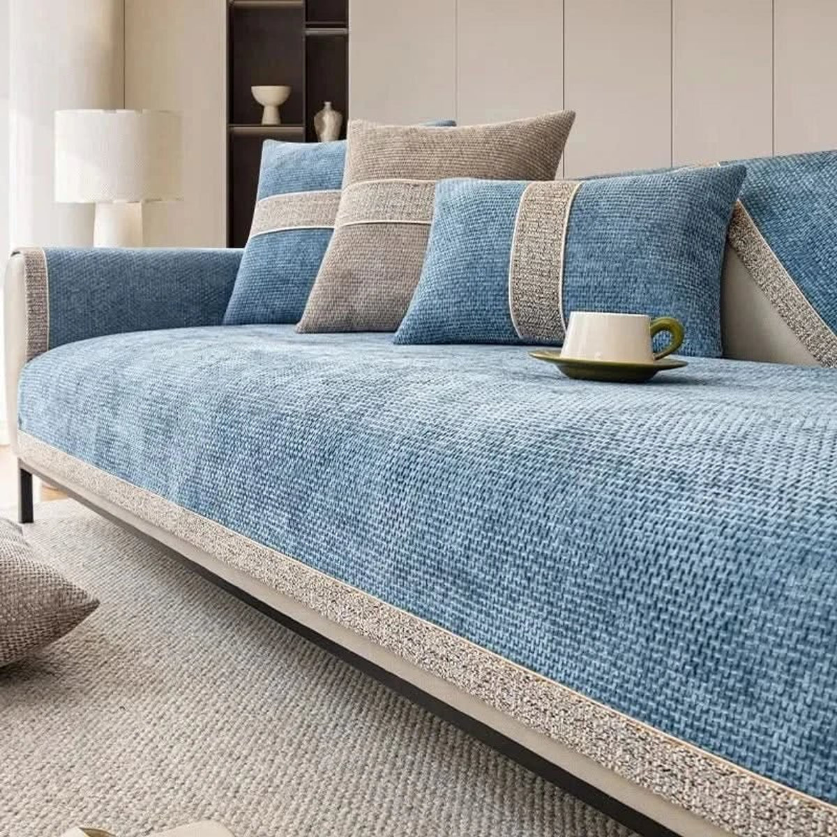 Textured Polyester Sofa Cover With Non-Slip Backing - Image 4