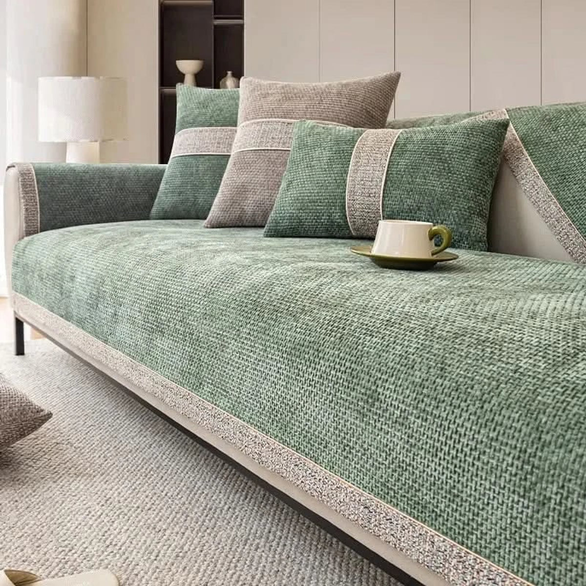 Textured Polyester Sofa Cover With Non-Slip Backing - Image 5