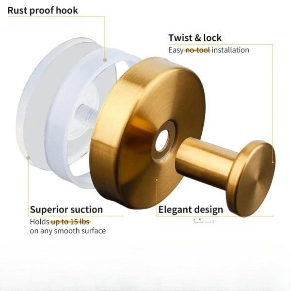Twist-Lock Suction Cup Wall Hooks 2-Piece Set For Smooth Surfaces - Image 6