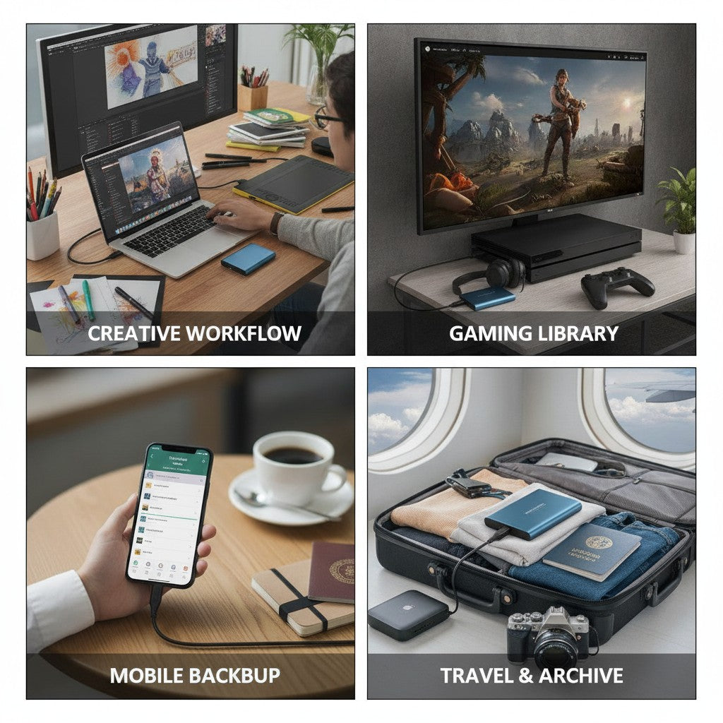 Disco rigido esterno portatile USB-C, SSD plug-and-play per backup veloce benefits