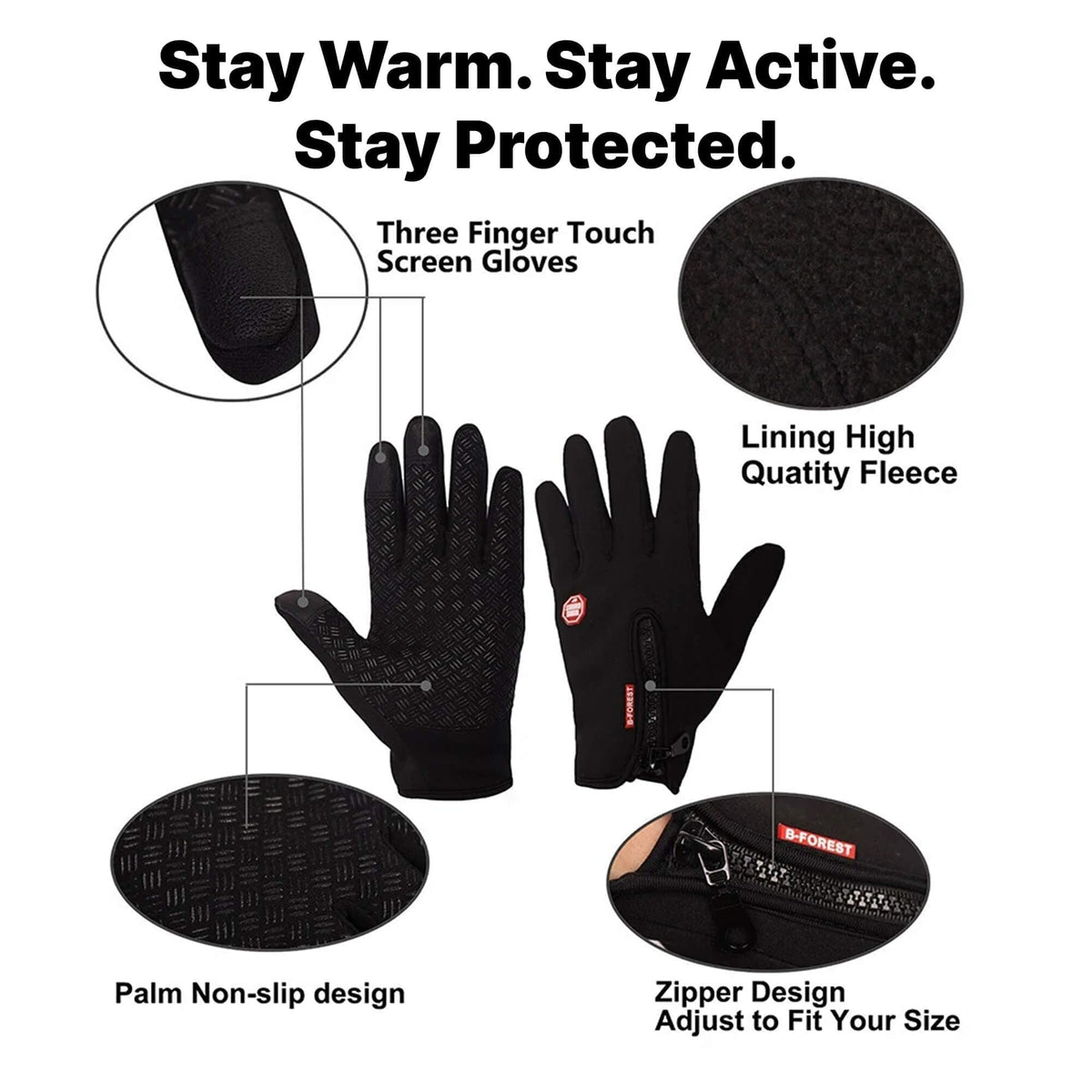 USB Heated Gloves Thermal Ladies Winter Snow Ski Cycling Touchscreen Fingertips Side Zipper Fleece Lining - Image 7
