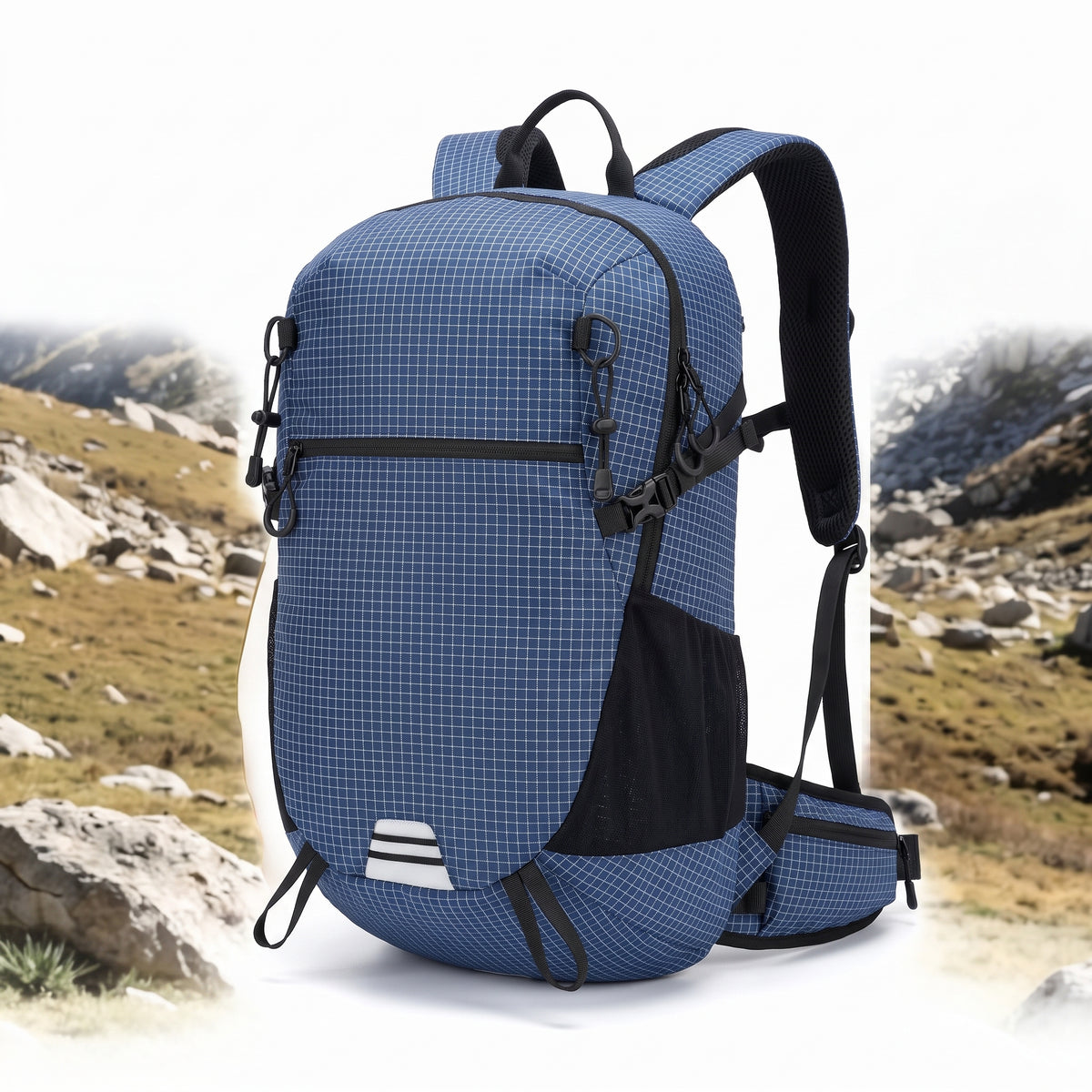 Lightweight Hiking Backpack with Streamlined Daypack and Pattern - Light Blue
