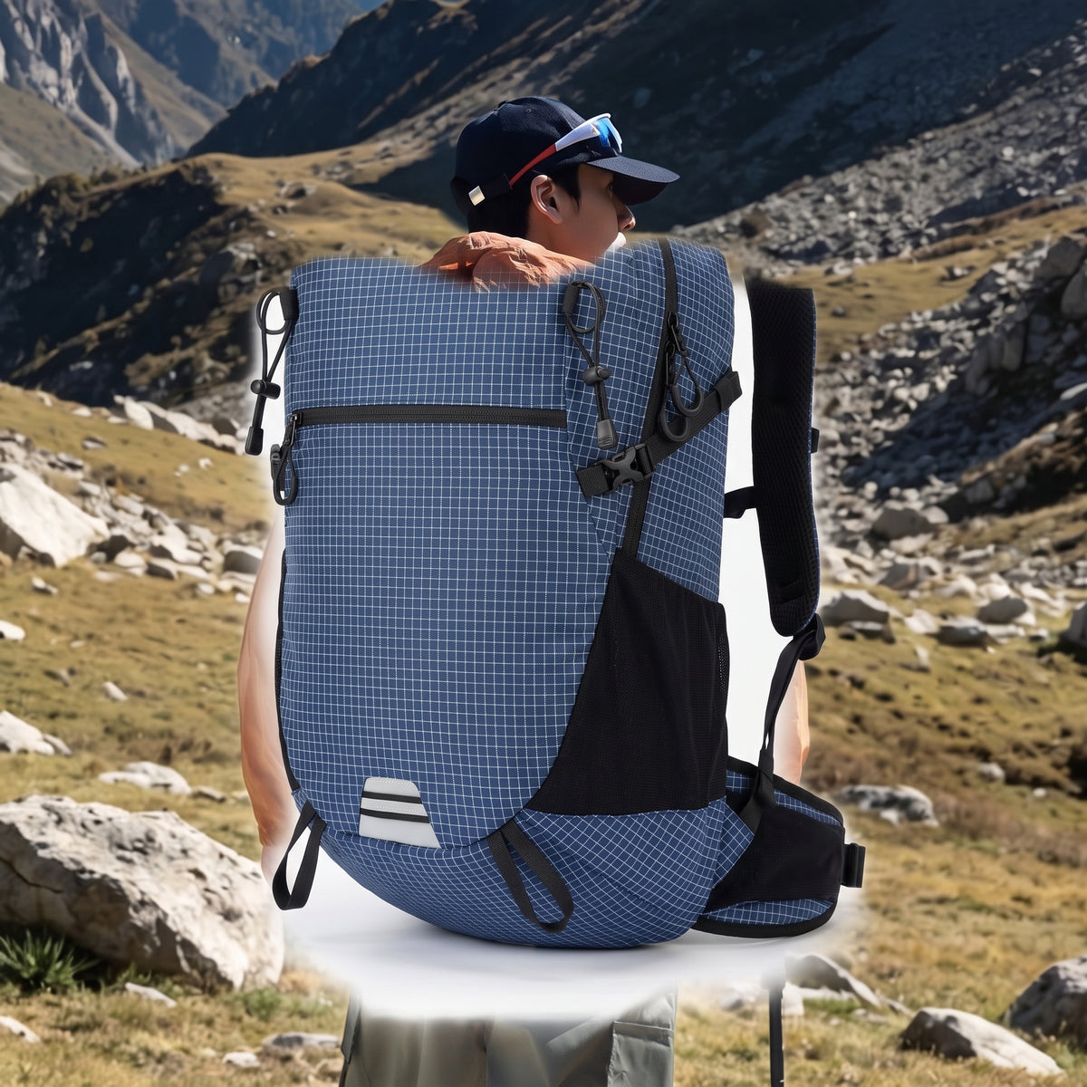 Lightweight Hiking Backpack with Streamlined Daypack and Pattern - Orange
