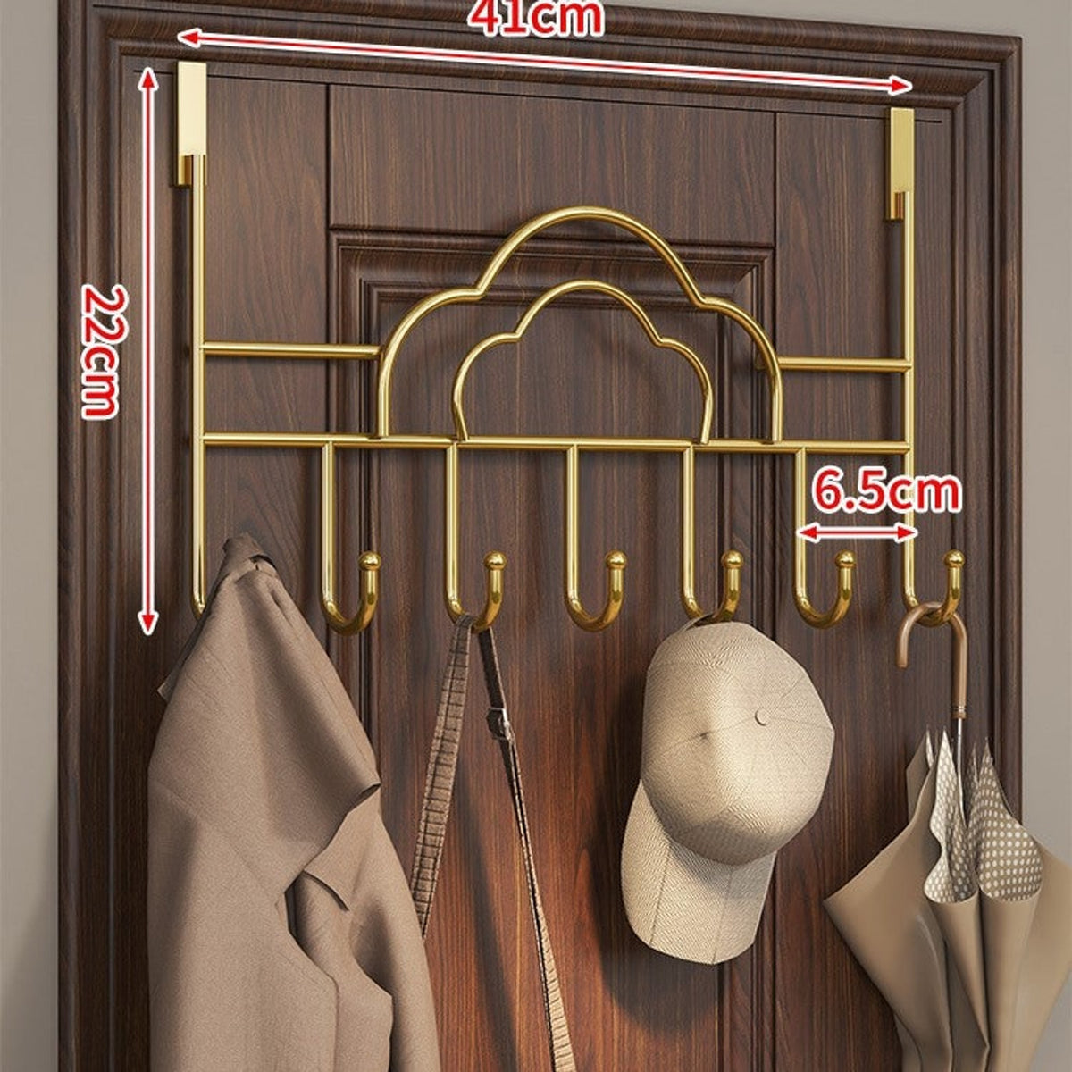 Wall Mounted Coat Rack with Streamlined Cloud Shape and Hook - Image 3