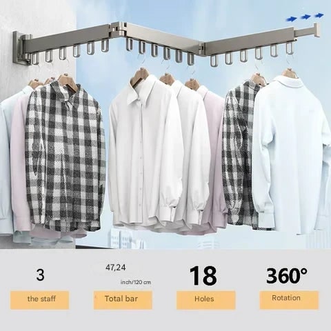 Wall Mounted Drying Rack Foldable Clothes Drying Rack With Space-Saving Design And Strong Hooks - Image 10