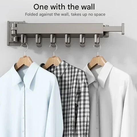 Wall Mounted Drying Rack Foldable Clothes Drying Rack With Space-Saving Design And Strong Hooks - Image 15