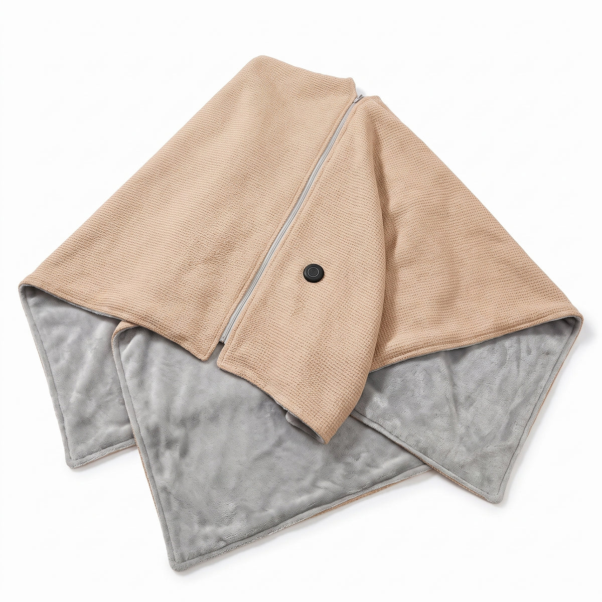 Wearable Heated Blanket with Supportive Hooded Poncho and Zipper Closure - angle