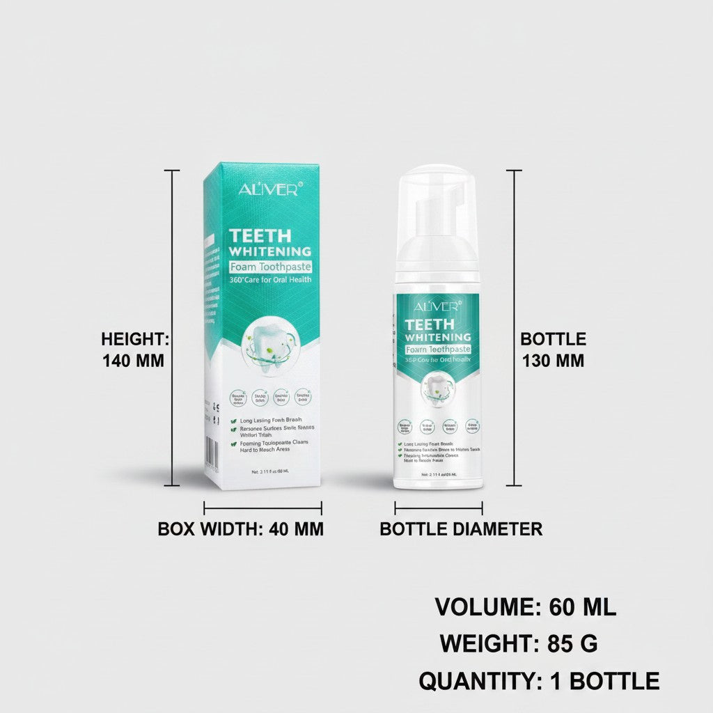 whitening foam toothpaste dimensions and size guide