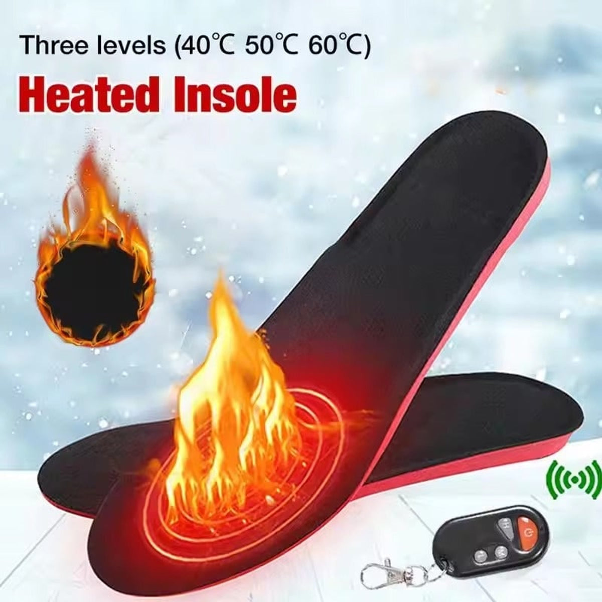 Wireless Heated Shoe Insoles With Remote Control Arch Support And USB Charging Trim To Fit - Image 3