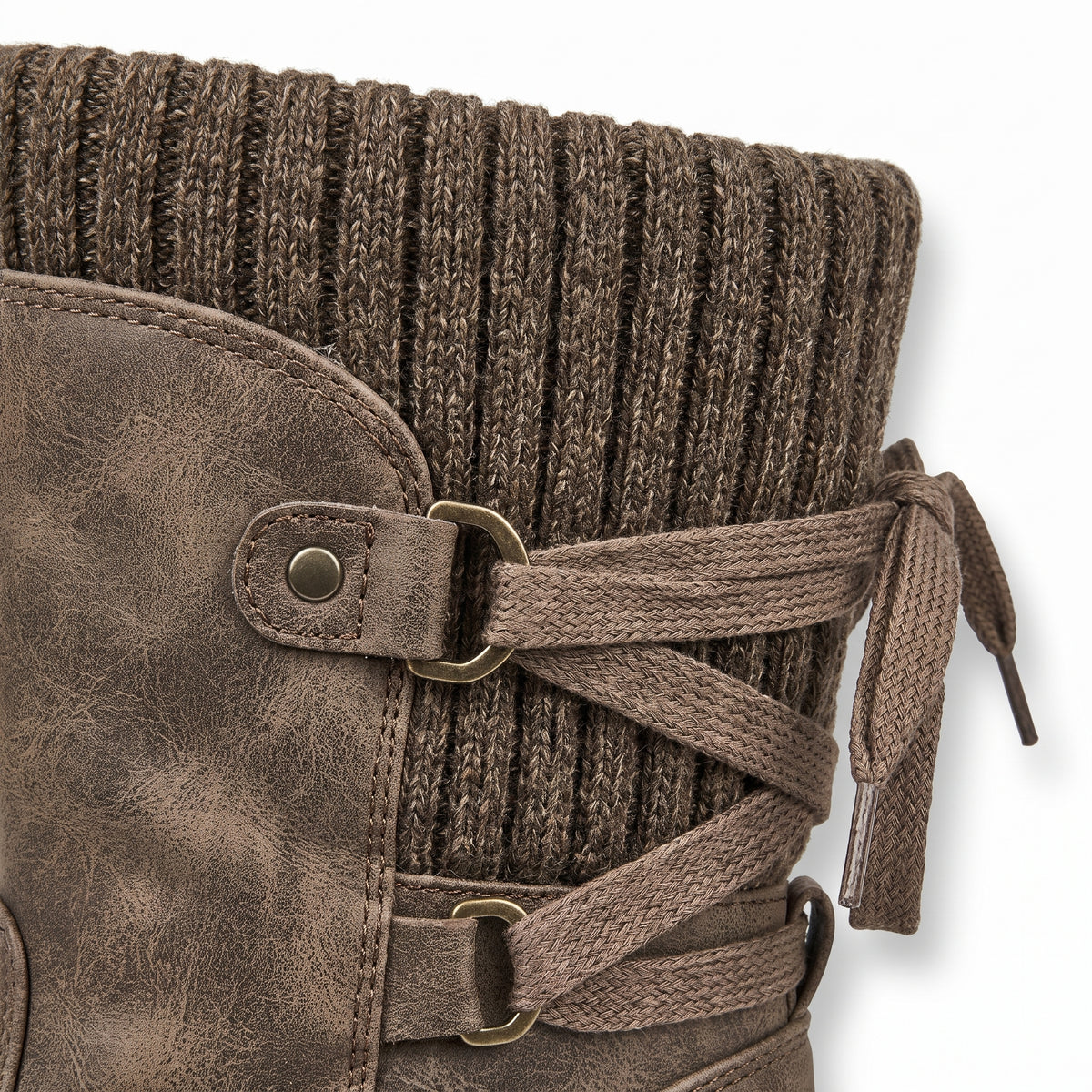 Women's Winter Boots Mid-Calf Knitted Cuff Side Zipper - detail