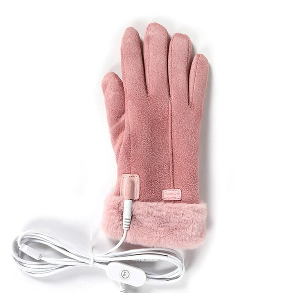 Women's Heated Gloves With Faux Fur Cuffs And Fleece Lining For Winter Warmth - Image 1