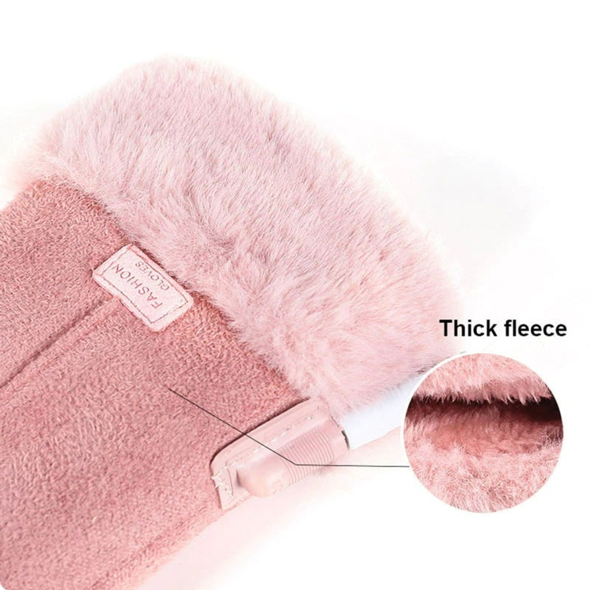 Women's Heated Gloves With Faux Fur Cuffs And Fleece Lining For Winter Warmth - Image 4