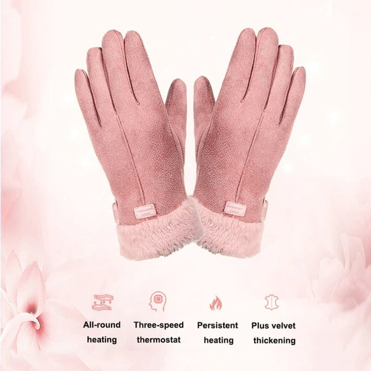 Women's Heated Gloves With Faux Fur Cuffs And Fleece Lining For Winter Warmth - Image 8