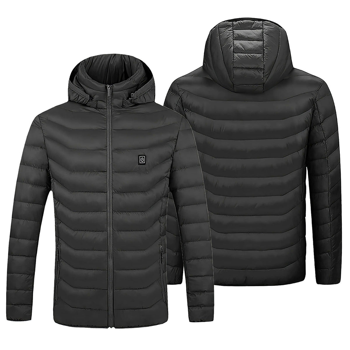 Women's Heated Puffer Jacket Electric Hooded Coat With Chest Power Control To Adjust Heat Levels On The Go And Zippered Hand Pockets - Image 4