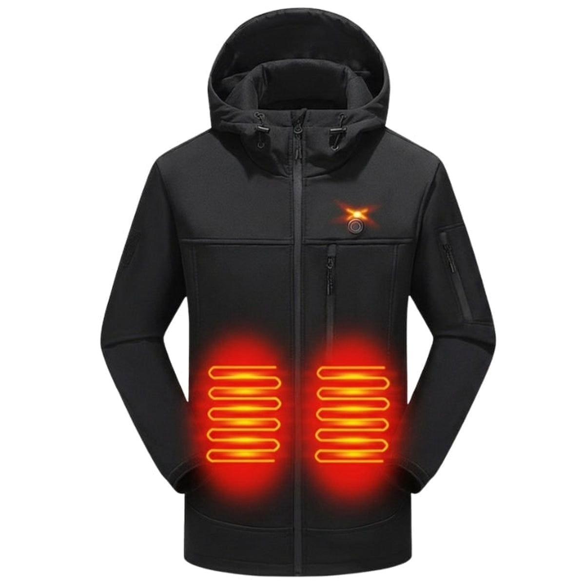 Women's Heated Softshell Jacket Full Zip Hood Electric Warm Coat With Adjustable Drawcord And Hook Cuffs - Image 3