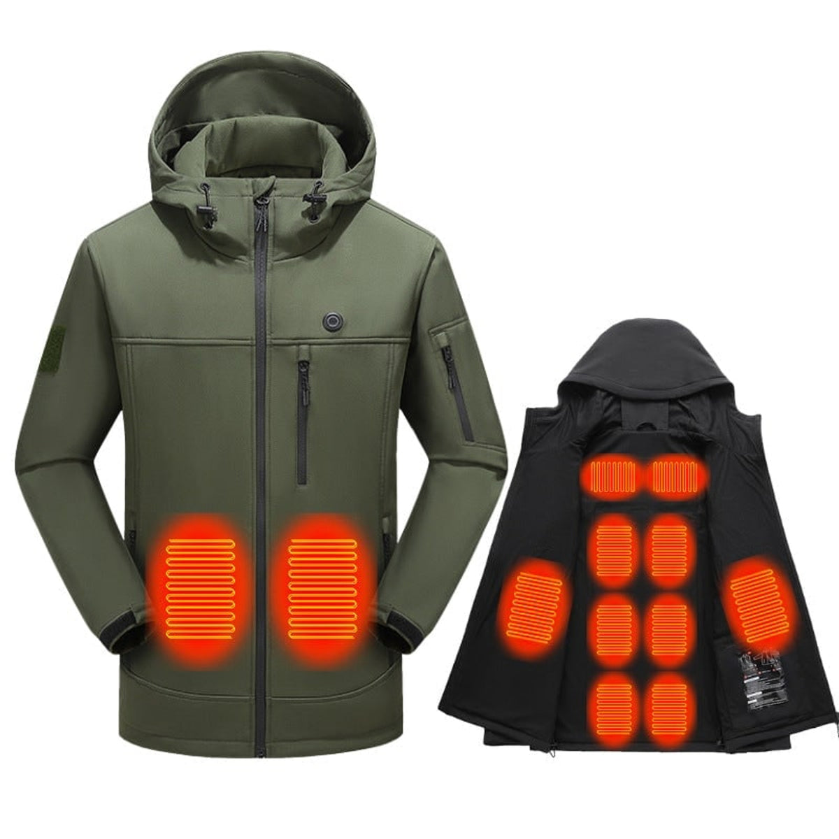 Women's Heated Softshell Jacket Full Zip Hood Electric Warm Coat With Adjustable Drawcord And Hook Cuffs - Image 5
